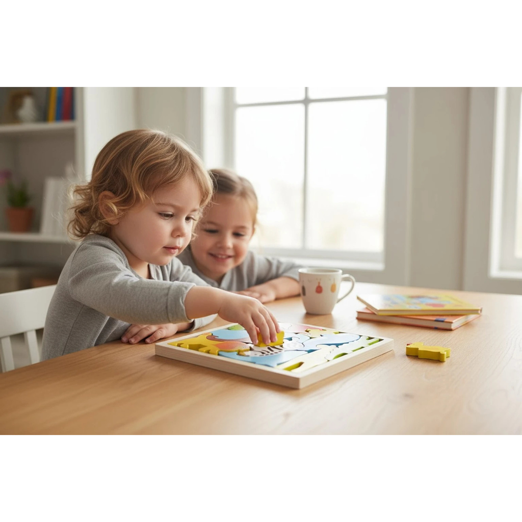JB Impex Wooden Animal Jigsaw Puzzle Board – Educational Multicolor Learning Toy for Kids 3+ Years