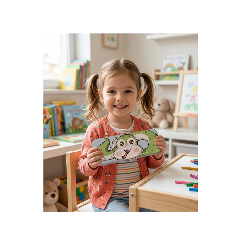 Snake Cartoon Pencil Box - Hardtop Case with Spacious Storage, Lightweight