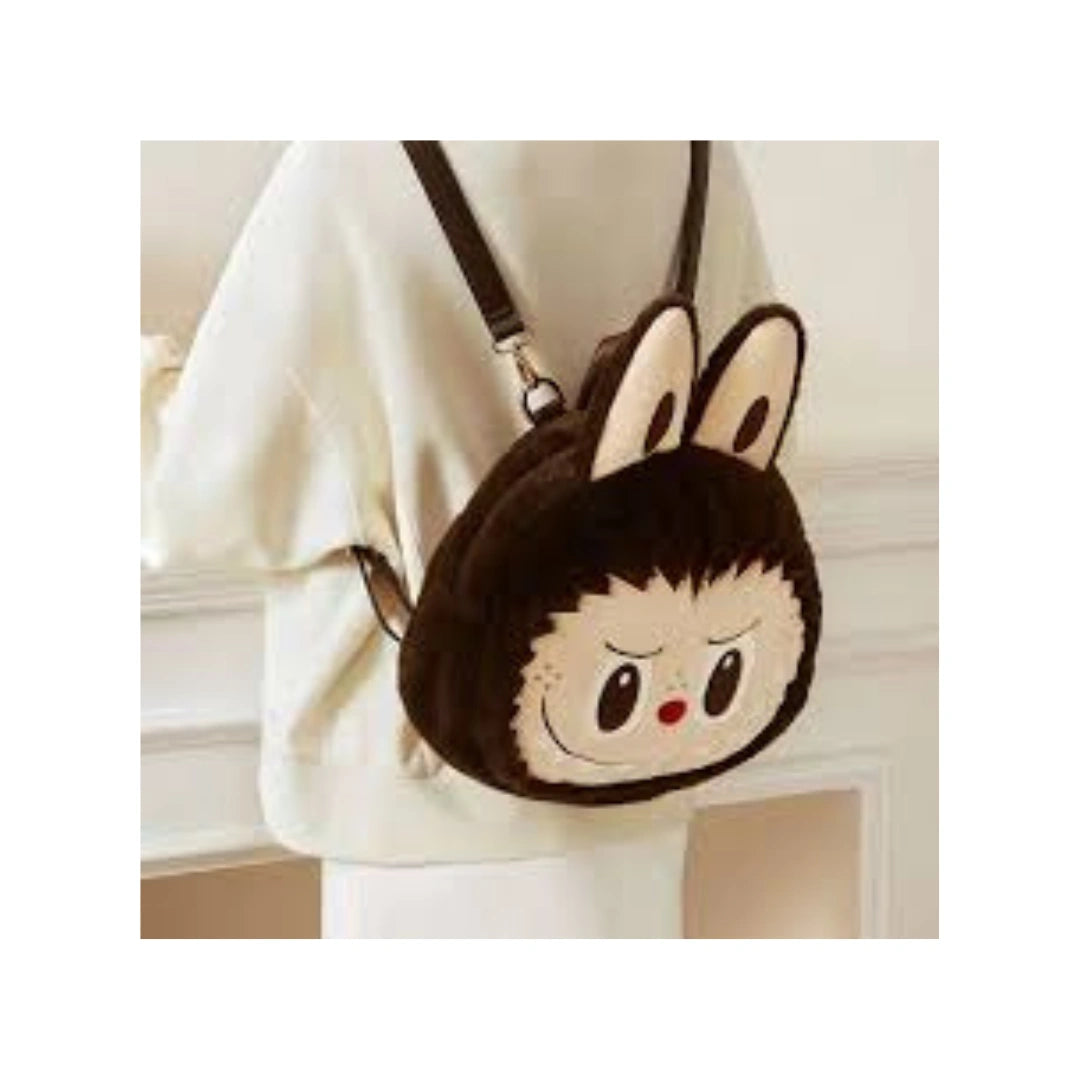 Labubu Big Head Plush Backpack - Cartoon School Bag for Kids
