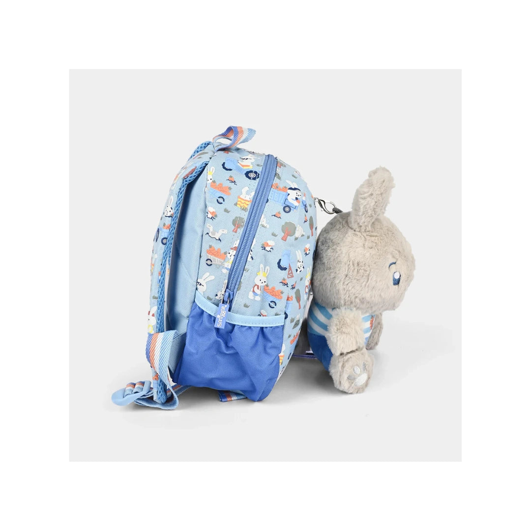 Smiggle Teeny Tiny Backpack with Plush Toy - Mini Kids School Bag, Blue