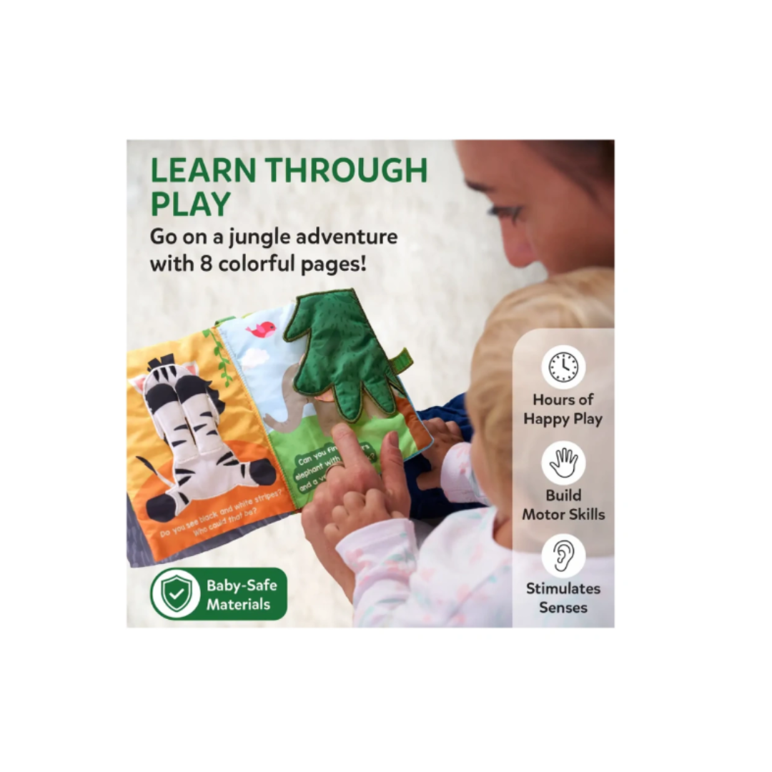 Skillmatics Peek-A-Boo Jungle Cloth Book · Ages 6 Months+ · 8 Interactive Pages