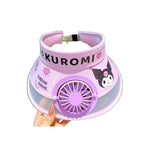 Kuromi Sun Visor Cap with Built-In Fan - UV Protection, Kids & Teens