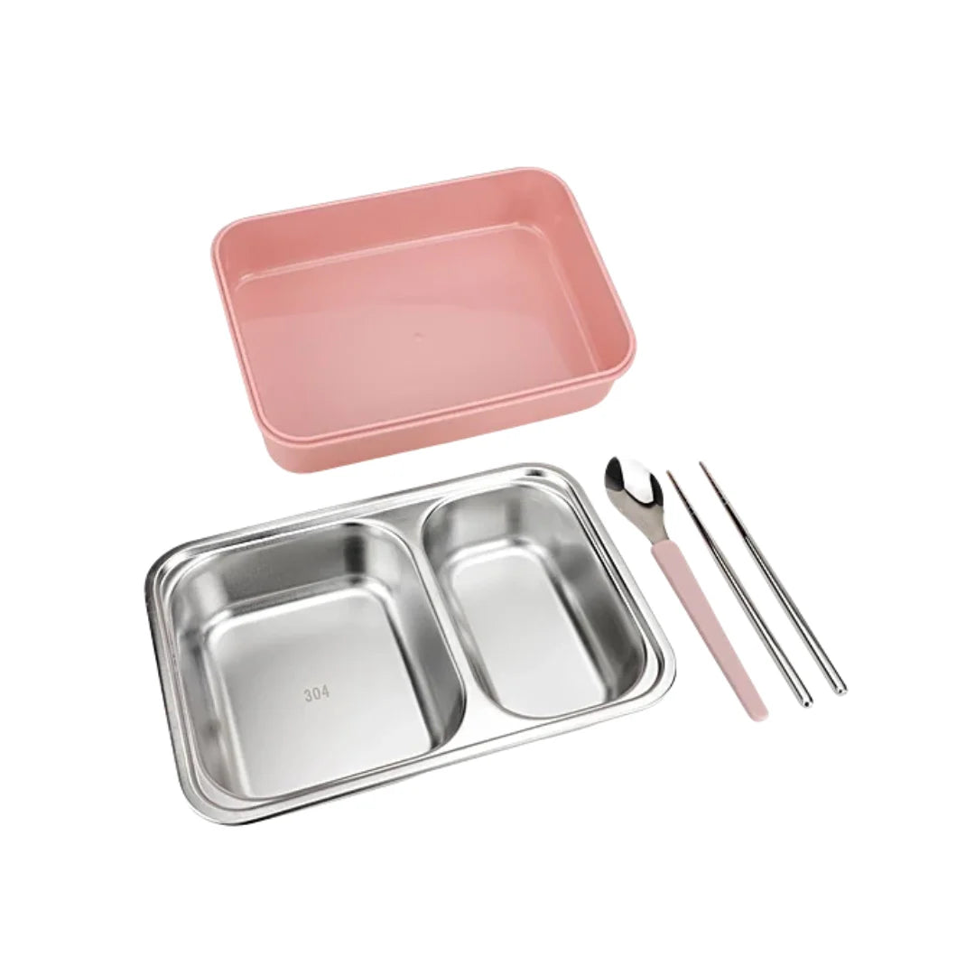 Stainless Steel Lunch Box - 2 Compartments, Leakproof Airtight, BPA-Free