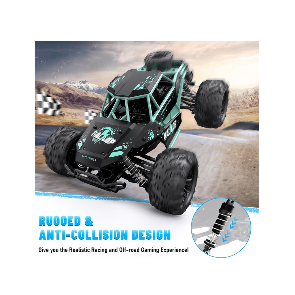 1:16 Scale 4WD RC Monster Truck – 40KM/H High-Speed Off-Road Car with 2 Rechargeable Batteries