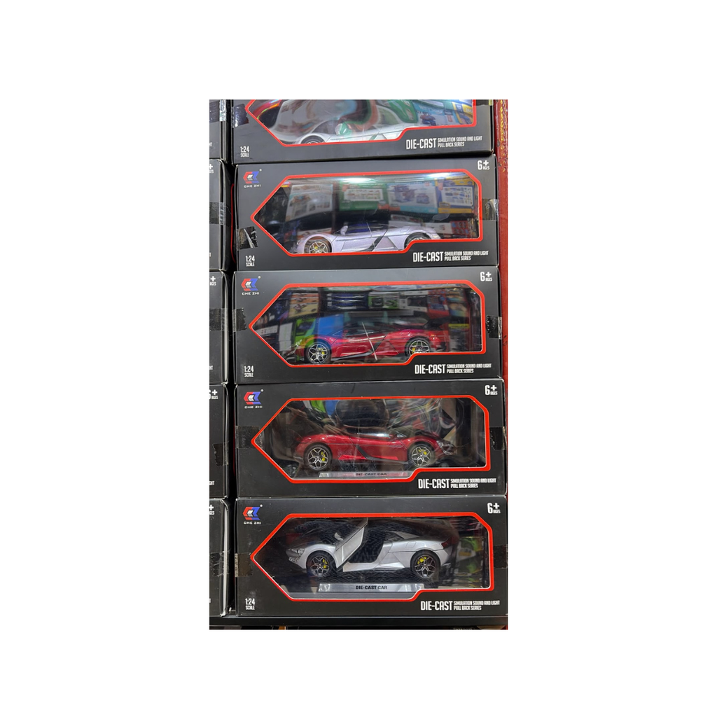 Toy Rush Die-Cast Sports Car Model with Pull Back, Sound & Light 1:24 Scale (6+ Years)