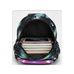 Galaxy Star Holographic School Backpack - Multi-Compartment, Quilted