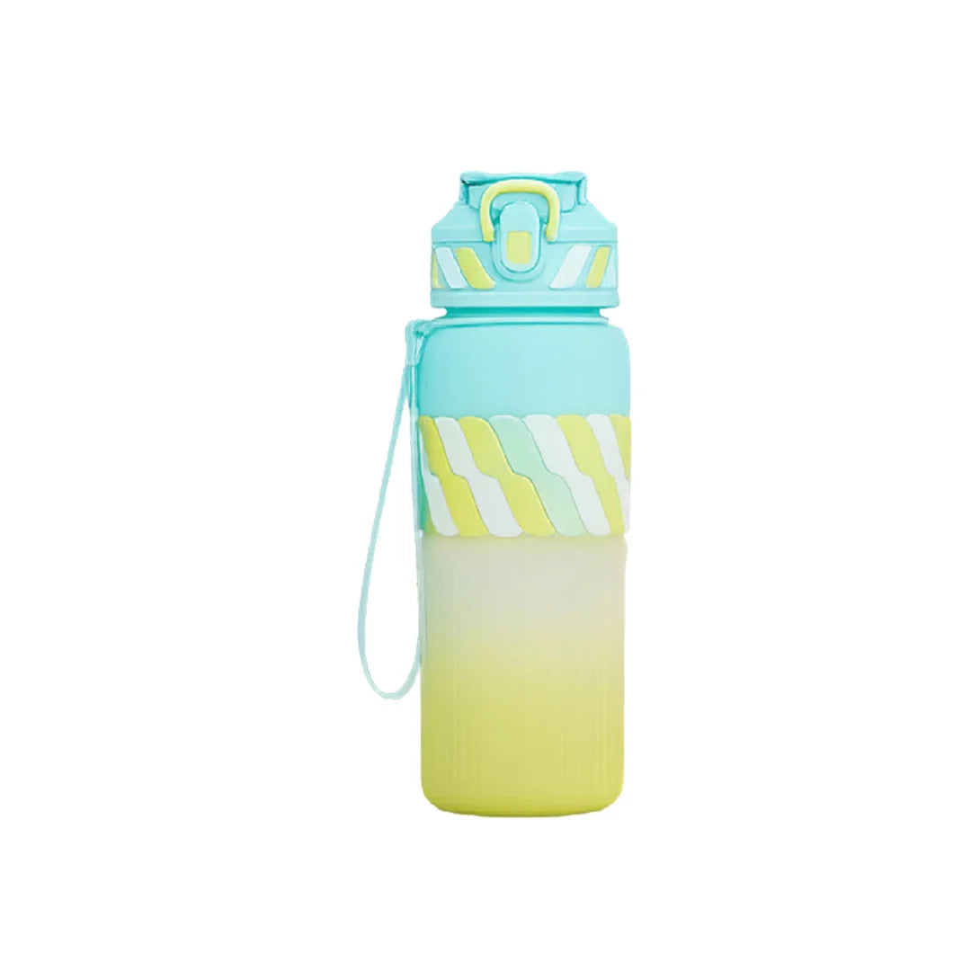 Kids Gradient Plastic Water Bottle - Leakproof Straw Lid with Carry Strap