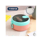Round Stainless Steel Lunch Box - Insulated with Foldable Spoon & Fork
