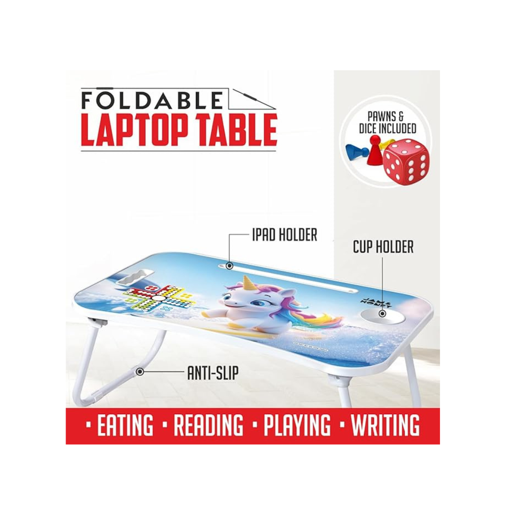 JB Impex Foldable Kids Study Table with Cup Holder and Tablet Holder (3+ Years) Random designs and Colour as per Availability