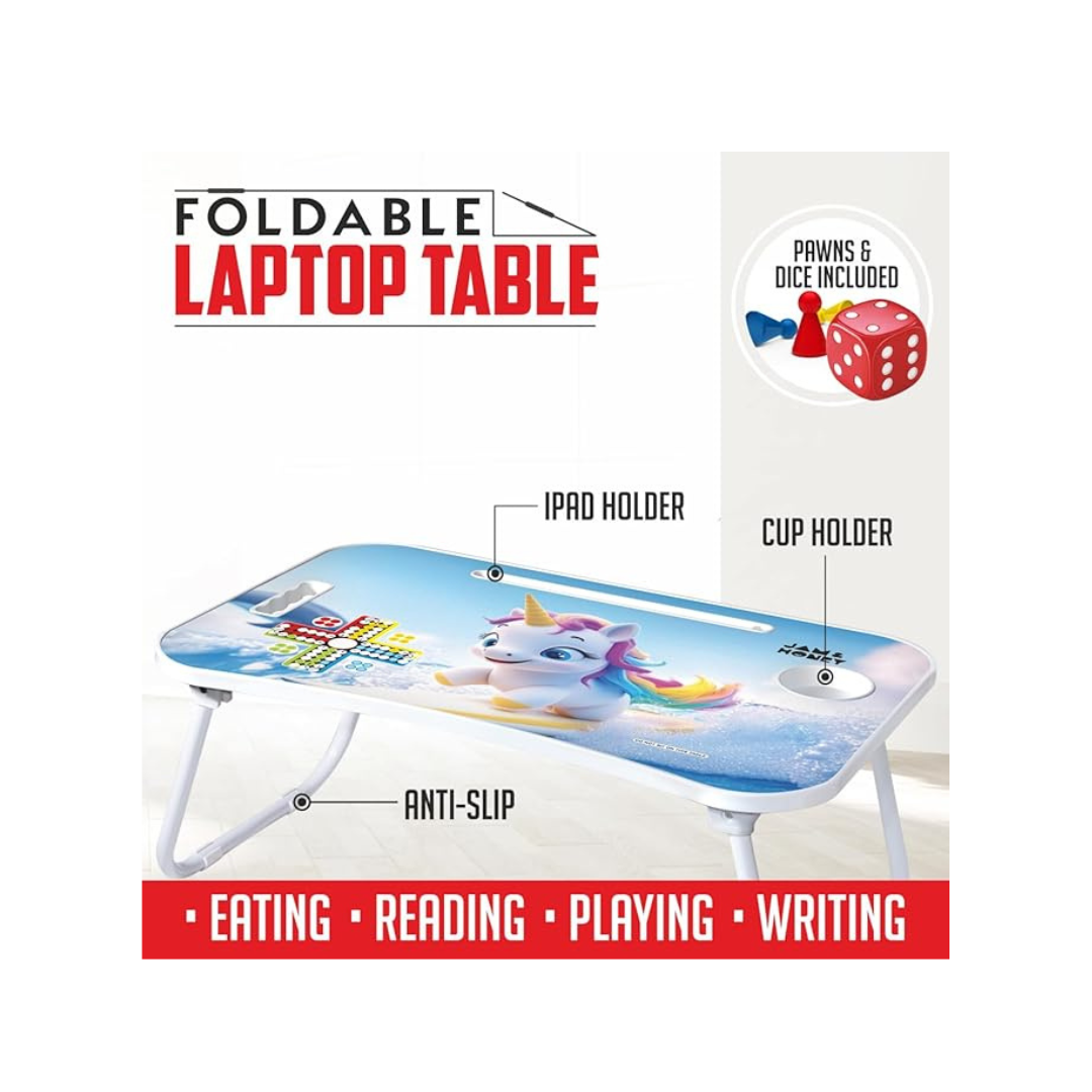 JB Impex Foldable Kids Study Table with Cup Holder and Tablet Holder (3+ Years) Random designs and Colour as per Availability