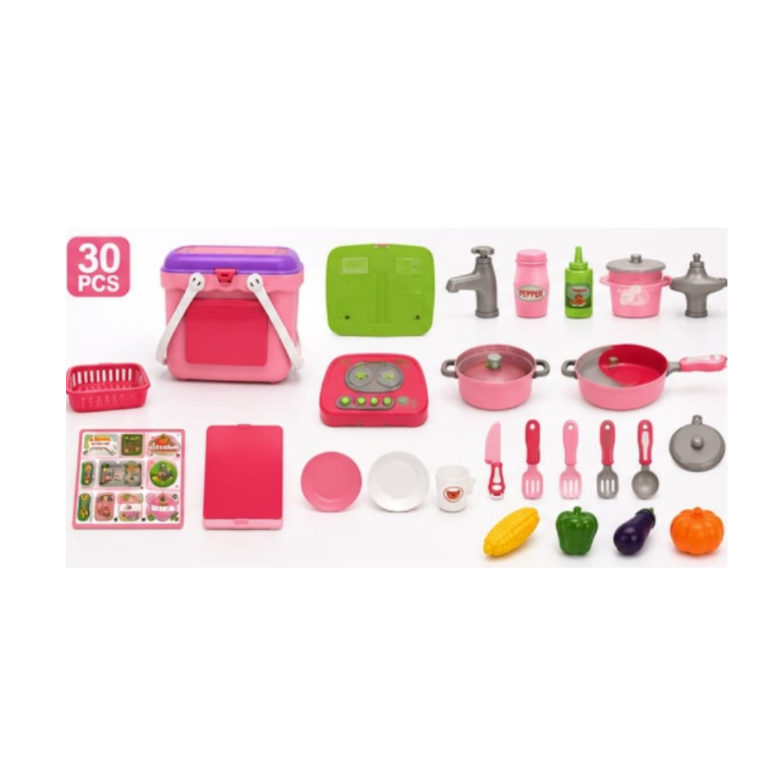 Toy Rush 2-in-1 Portable Kitchen Play Set (30 Pieces) (3Years+)