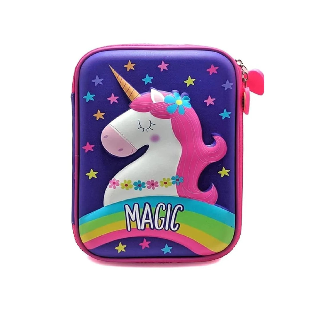 Unicorn 3D Embossed EVA Pencil Box - Large Capacity School Organizer