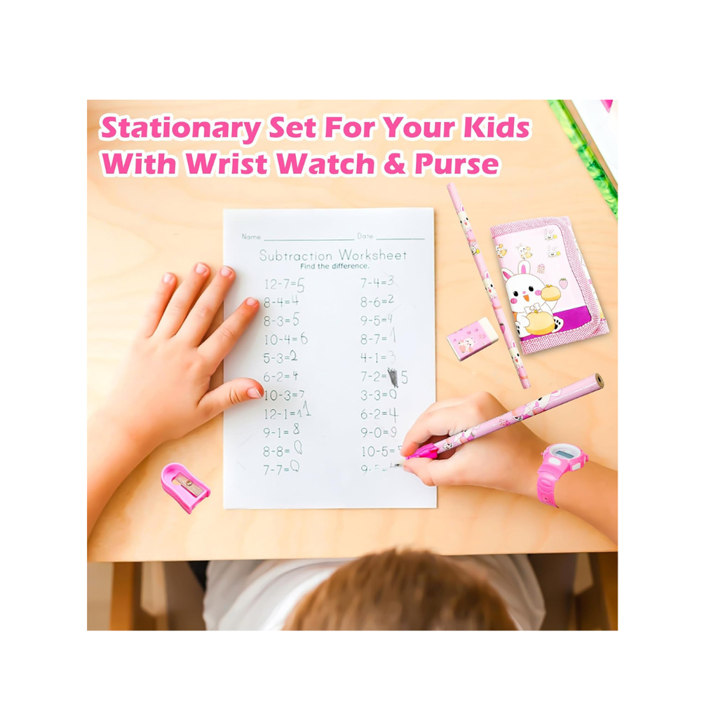 Mini Trolley Suitcase Kids Stationery Set with Digital Watch & Wallet