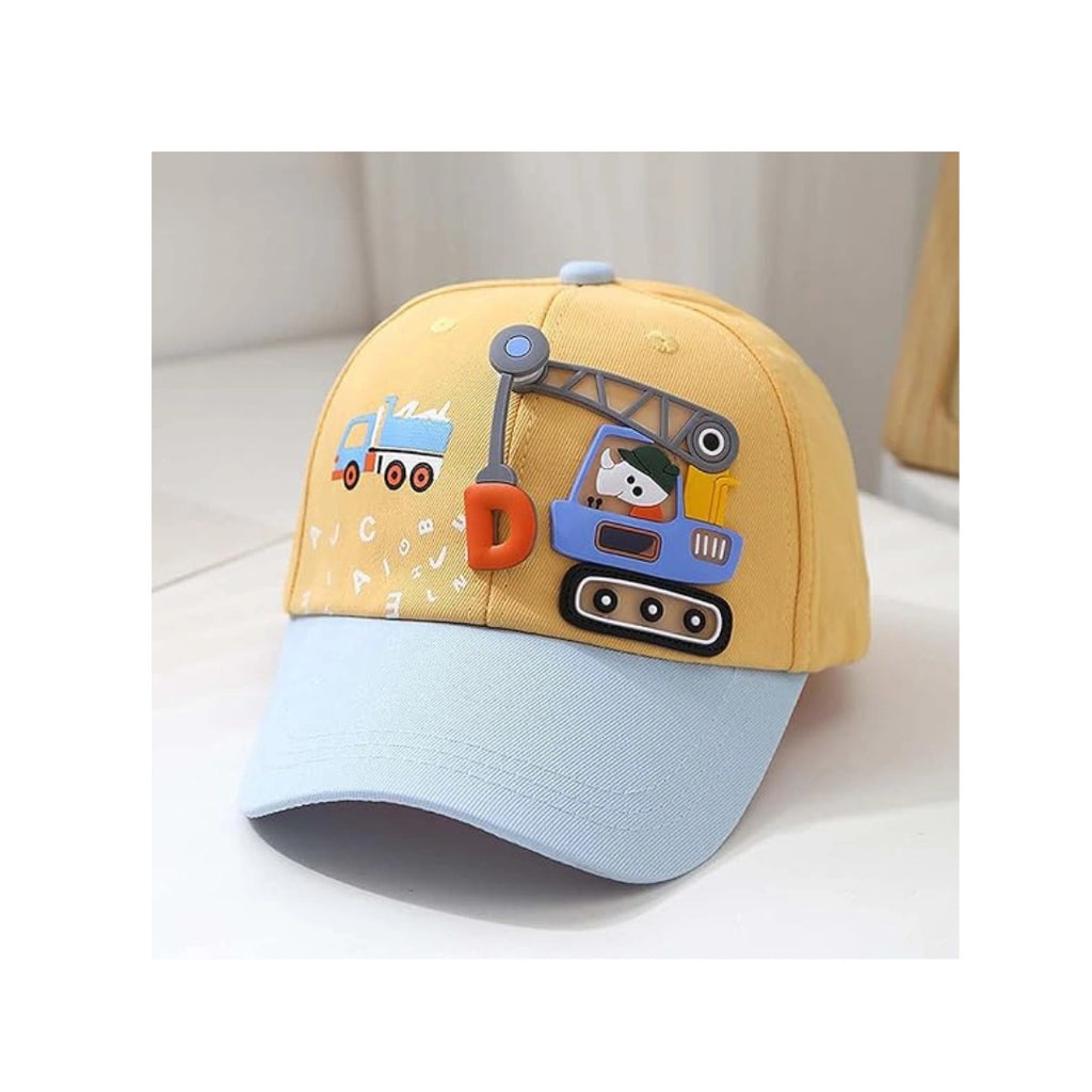 Kids Construction Truck Baseball Cap - 3D Rubber Patch, Toddler Boys