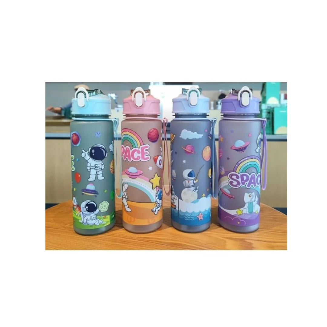 Astronaut Space Water Bottle - Leakproof BPA-Free Sipper with Strap for Kids