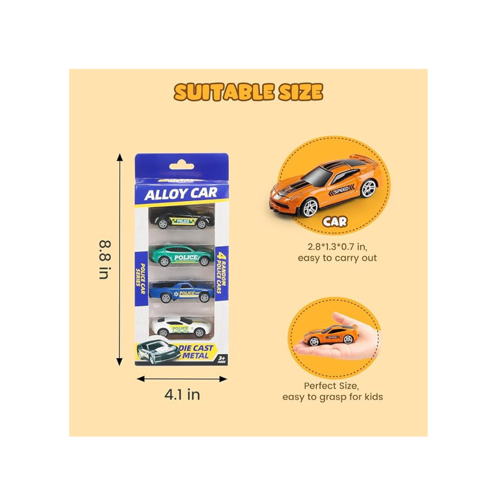 Alloy Die-Cast Sports Car Set with Pull Back Action (4 Pieces)