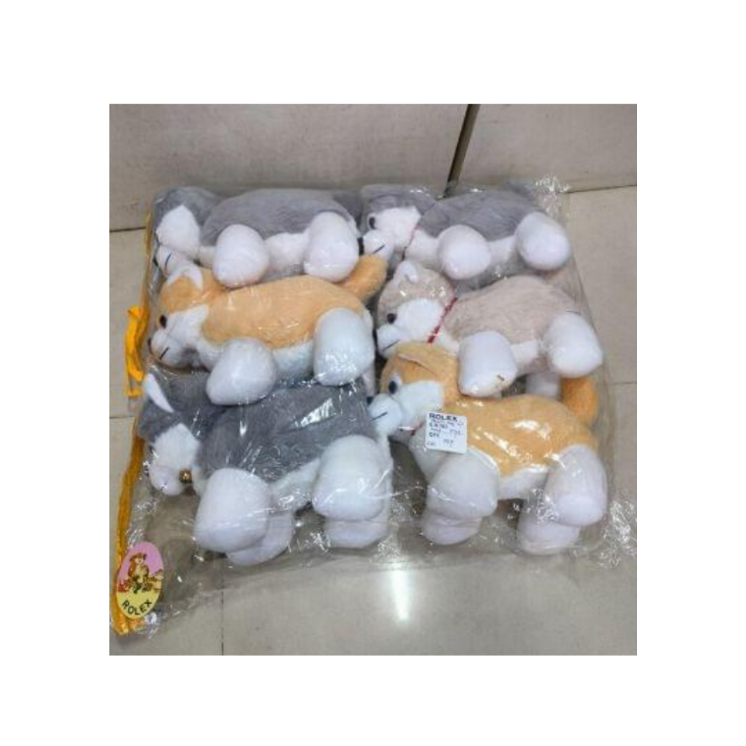 Soft Plush Dog Toy Set Assorted Colours 6-Piece