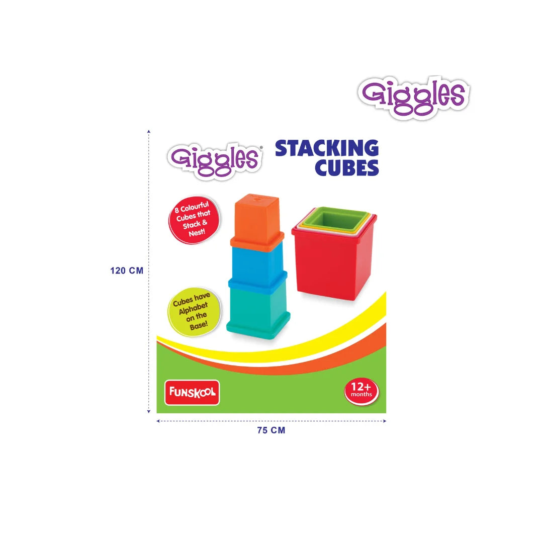 Stacking Multicolored Cubes,Blocks With Alphabet,Helps to Sort,Stack& Nest,for Babies & Kids (12 Months+)