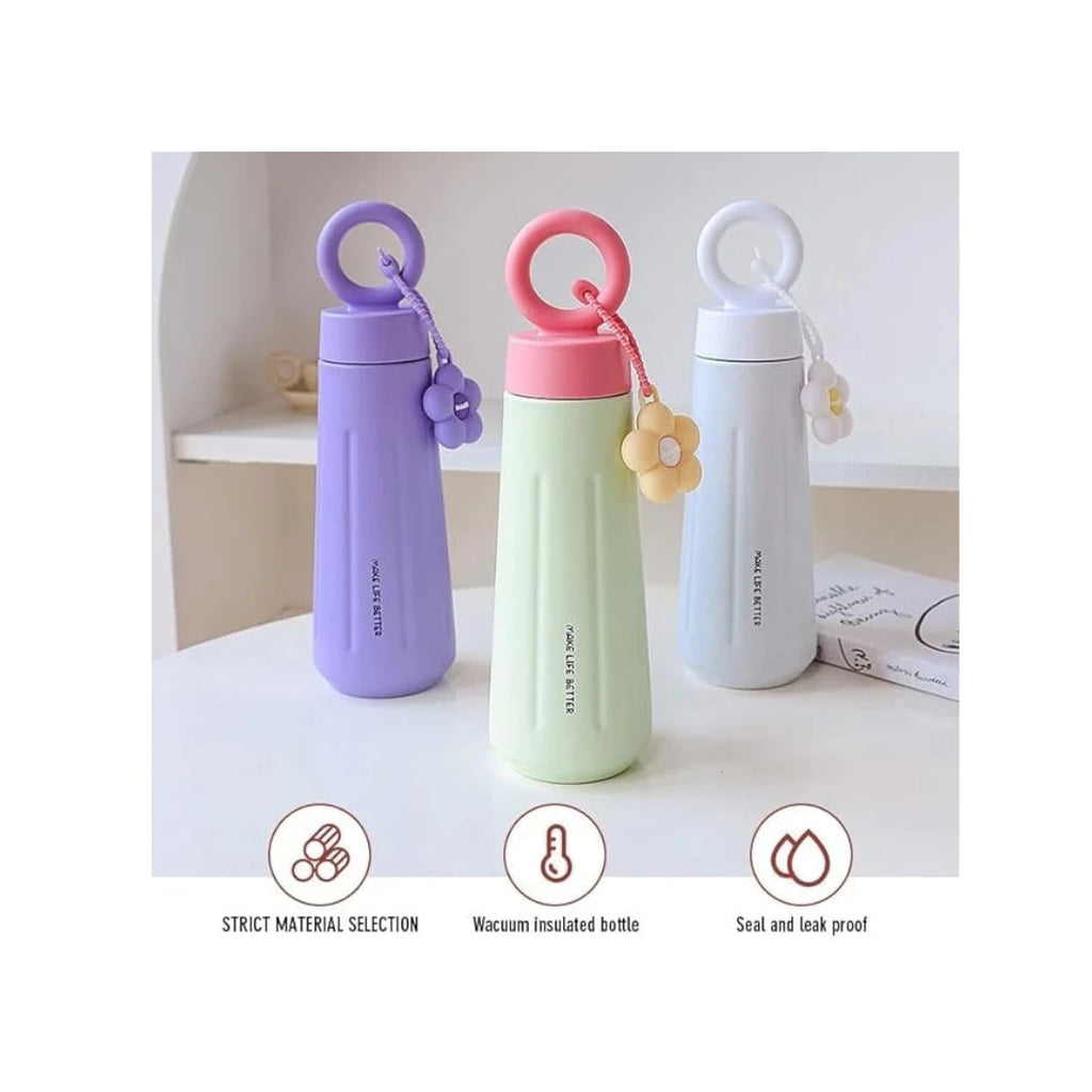 Stainless Steel Insulated Water Bottle - Leakproof BPA-Free Flask with Handle