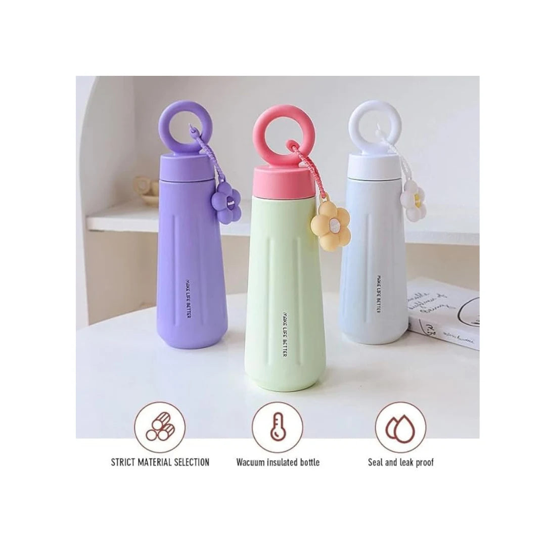 Stainless Steel Insulated Water Bottle - Leakproof BPA-Free Flask with Handle
