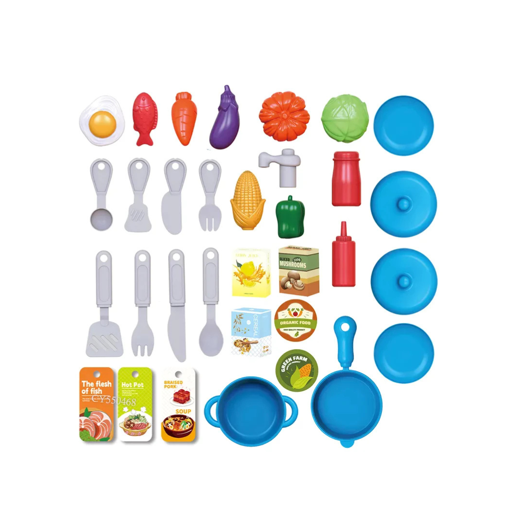 46 PCS Kids Kitchen Counter Pretend Play Cooking Set