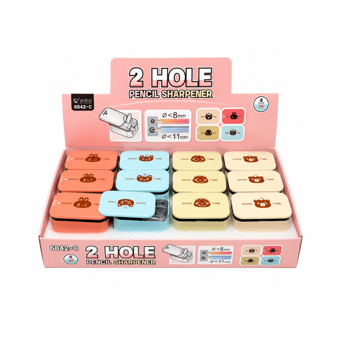 Ub Collection Kawai 2 Hole Pencil Sharpener Box for Ages 3+ Random Colour as per Availability