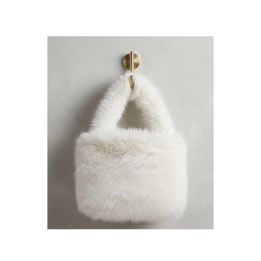 Fluffy Faux Fur Mini Tote Bag for Women & Girls - Soft Bucket Style