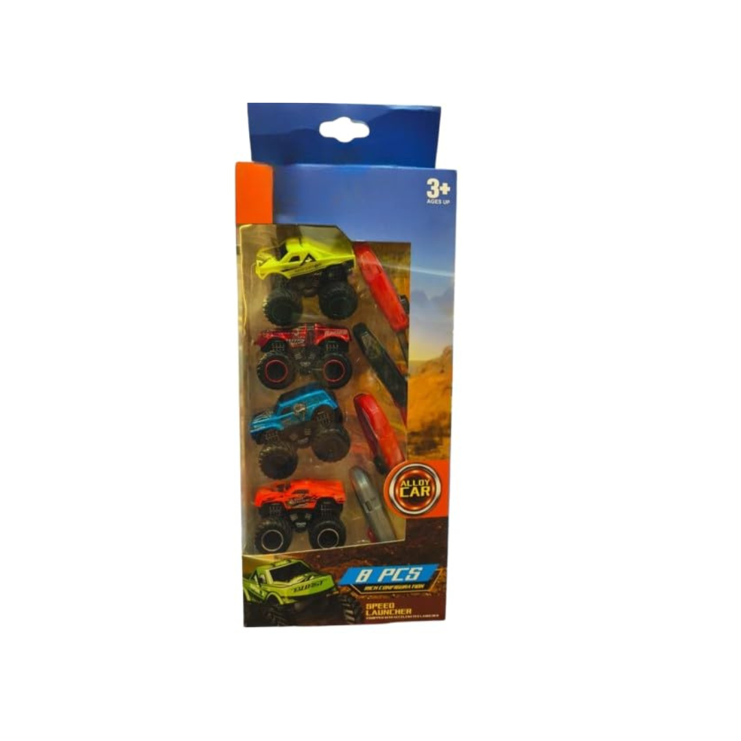 4 Pcs Speed Launcher Alloy Mini Monster Truck Toy Set