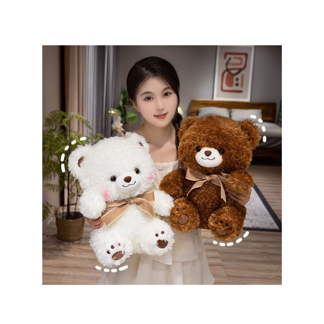 Soft Plush Teddy Bear with Ribbon Bow Cute Stuffed Toy