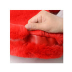 Heart Shape Fur Purse with Chain Strap - Fluffy Crossbody Bag, Red