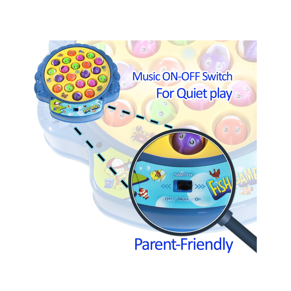 Rotating Fishing Game Toy Set with Music On/Off Switch