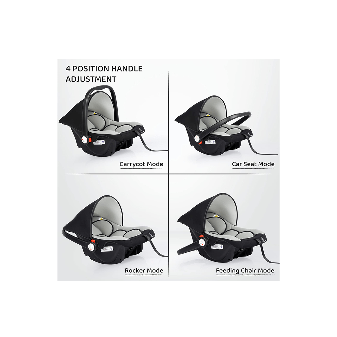 R for Rabbit Other Gears R for Rabbit Picaboo 4 in 1 Multipurpose Baby Carry Cot Cum Car Seat, Removable & Washable Cover, 3 Point Safety Belt, 4 position handle adjustment (0 - 15 Months)