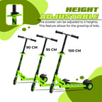 Foldable Kids Scooter with Suspension System, Green, 50 kg Capacity, Ages 5–10 Years