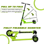 Foldable Kids Scooter with Suspension System, Green, 50 kg Capacity, Ages 5–10 Years