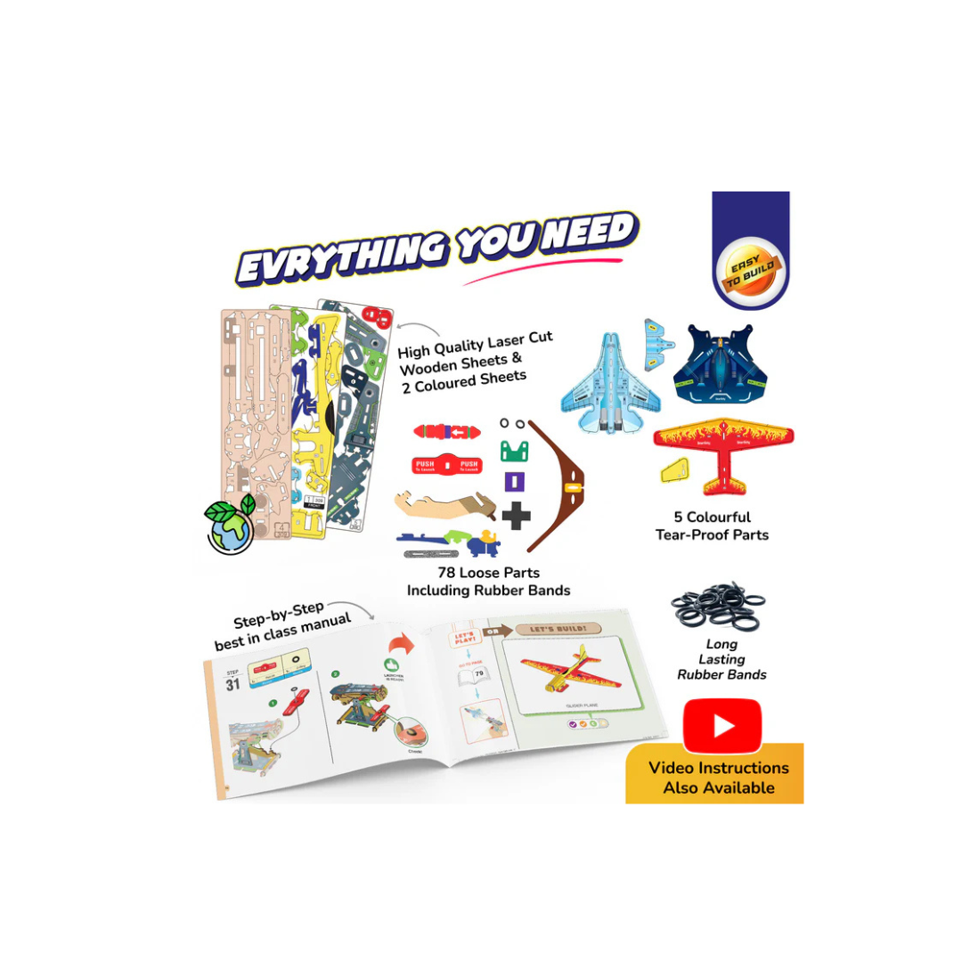 Airplane Launcher STEM Kit – Build & Launch 3 Model Planes