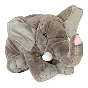 Wild Republic Cuddlekins elephant plush toy with soft gray fur, large ears, and raised trunk