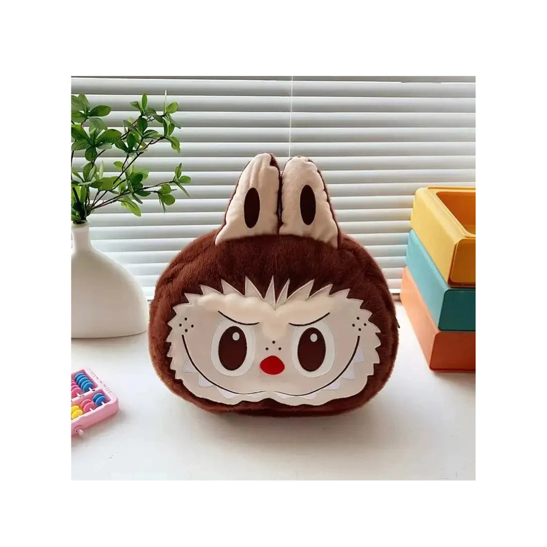 Labubu Big Head Plush Backpack - Cartoon School Bag for Kids