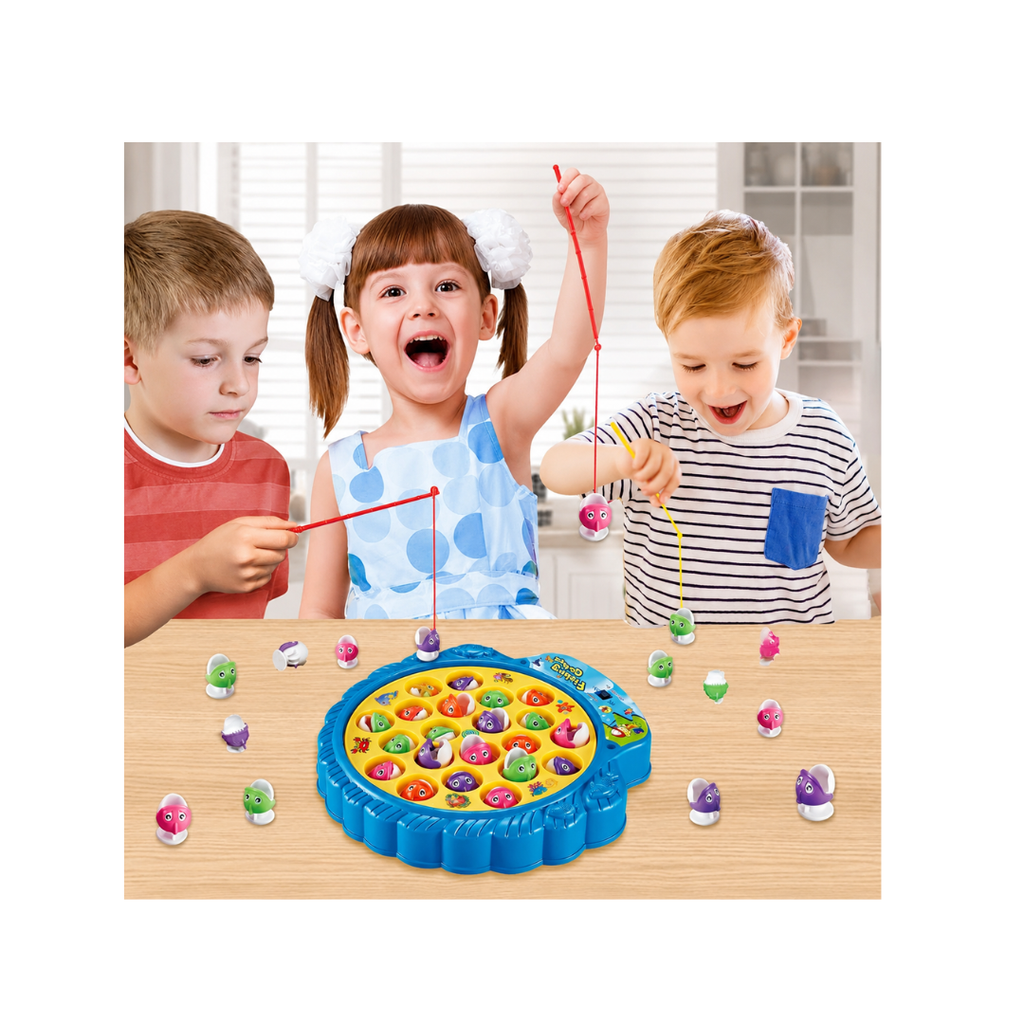 Rotating Fishing Game Toy Set with Music On/Off Switch