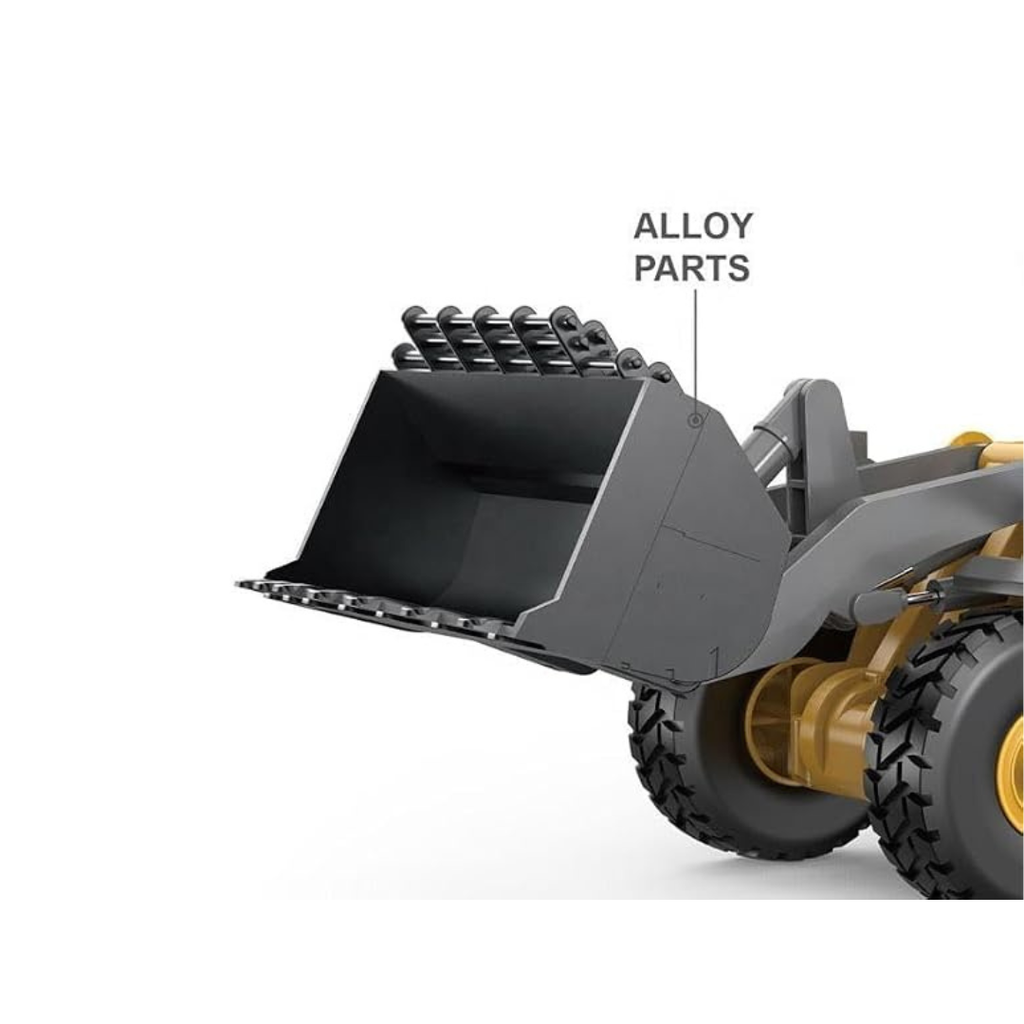 Remote Control Construction Wheel Loader Toy with Alloy Bucket & Rechargeable Battery