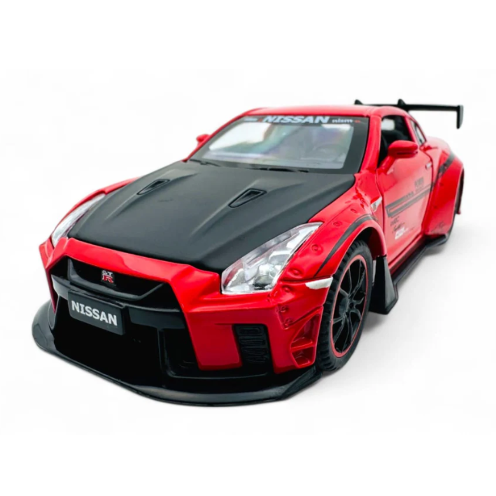 Toy Rush Nissan GT-R R35 Die-Cast Model Car (1:24 Scale) – Pull Back with Opening Doors | Red/Black 3-14 Years