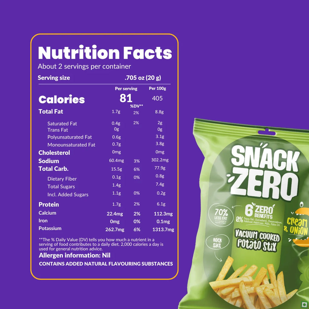 Snack Zero - Potato Stix - Cream & Onion 50g For Kids (3 Years+)