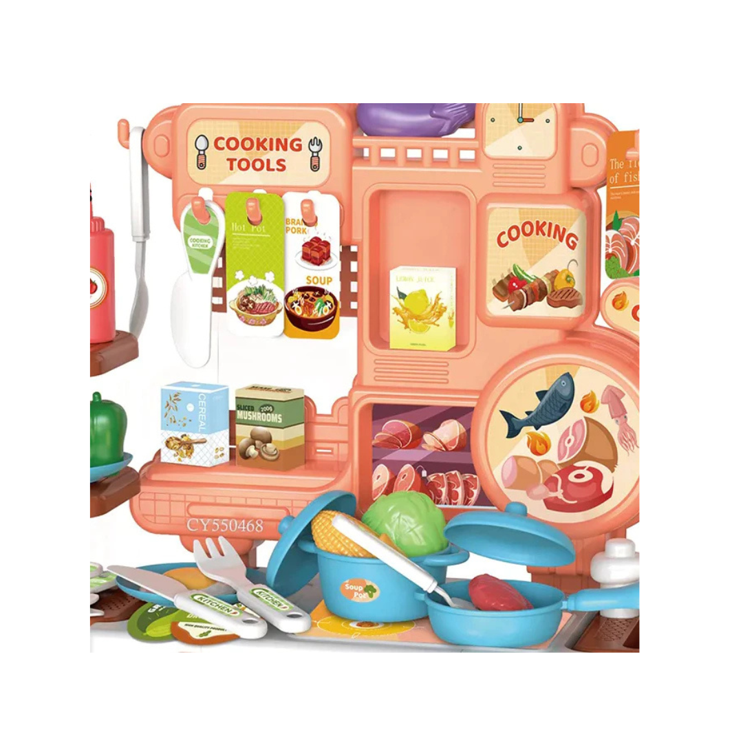 46 PCS Kids Kitchen Counter Pretend Play Cooking Set