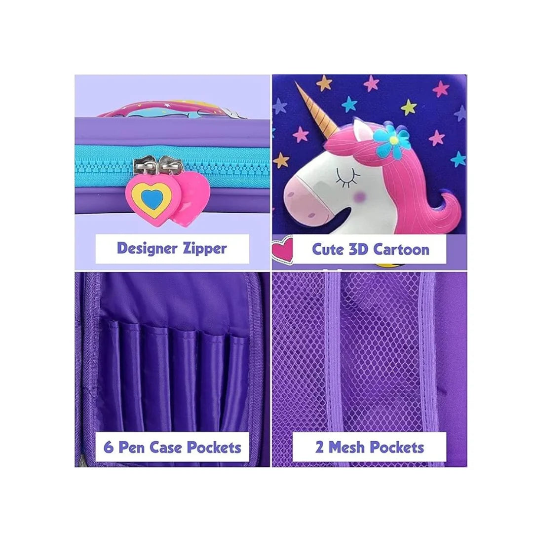 Unicorn 3D Embossed EVA Pencil Box - Large Capacity School Organizer