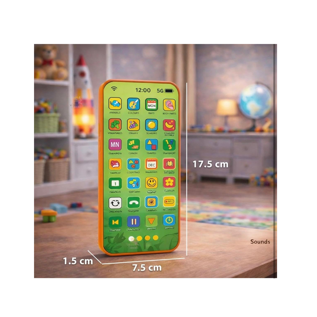 Educational Phone Toy – Type-C Rechargeable, 28 Learning Functions (English & Hindi)