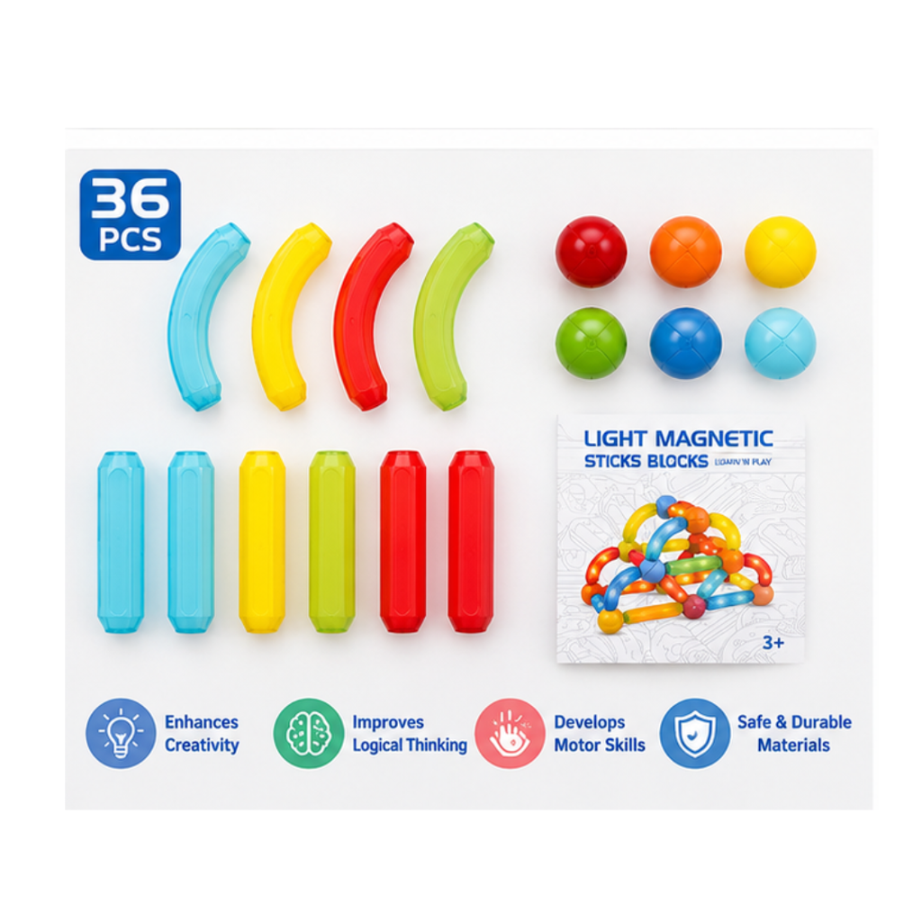 Light Magnetic Sticks Blocks (36 PCS) STEM Educational Building Set