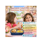 Stainless Steel Bento Lunch Box - Sauce Cup, Cutlery & Leakproof Lid