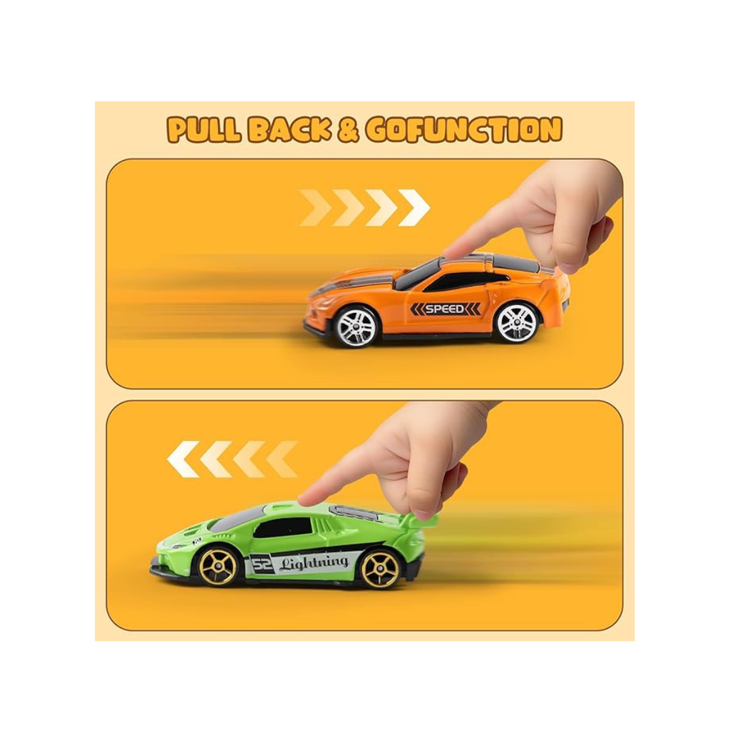Alloy Die-Cast Sports Car Set with Pull Back Action (4 Pieces)