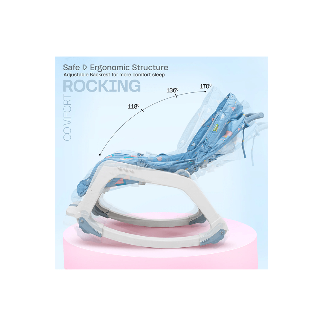 Baybee Other Gears Baybee 5 in 1 Baby Rocking Chair for Kids with Hanging Toys, Multi Position Recline, Music, Wheels & Food Tray