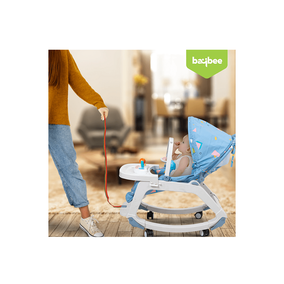 Baybee Other Gears Baybee 5 in 1 Baby Rocking Chair for Kids with Hanging Toys, Multi Position Recline, Music, Wheels & Food Tray