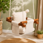 Magic Lamps Wooden Baby Hanging Swing with Cushioned Fabric Seat (0-3 Years)
